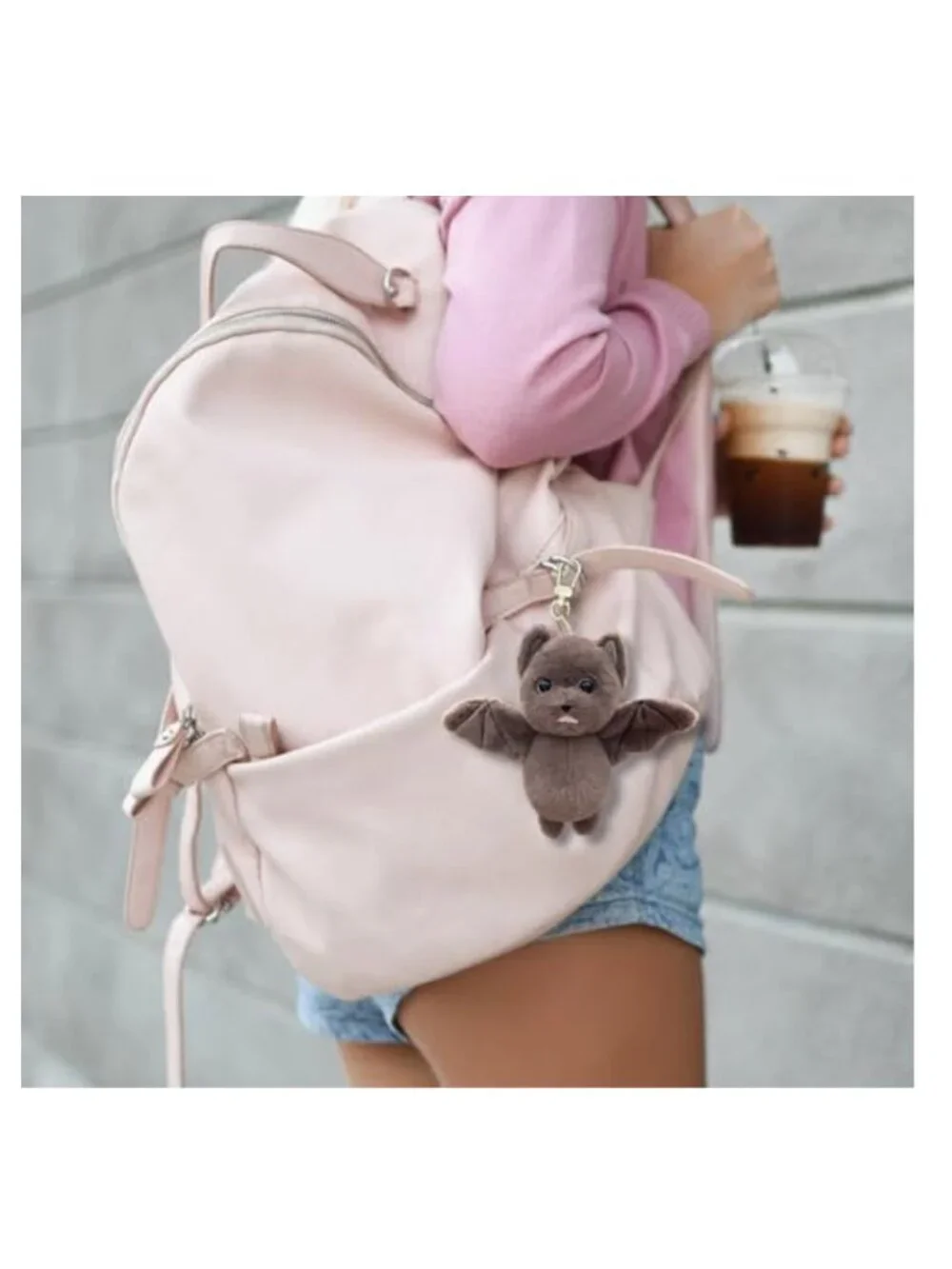 Bat Keychain Plush Bag Charm Accessory Women Soft Stuffed Animal Keychain Goth